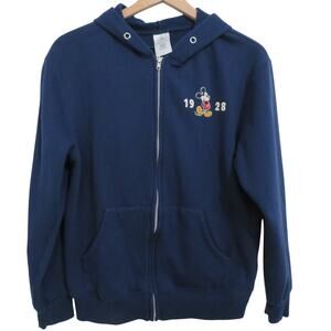Disneyland Small Navy Blue Zip Hoodie Full Zip Sweatshirt Mickey Graphic